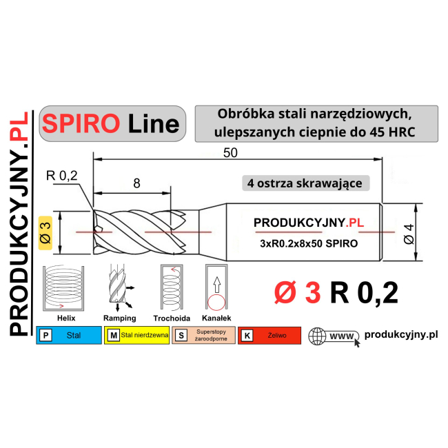 Frez fi 3 R0,2 SPIRO